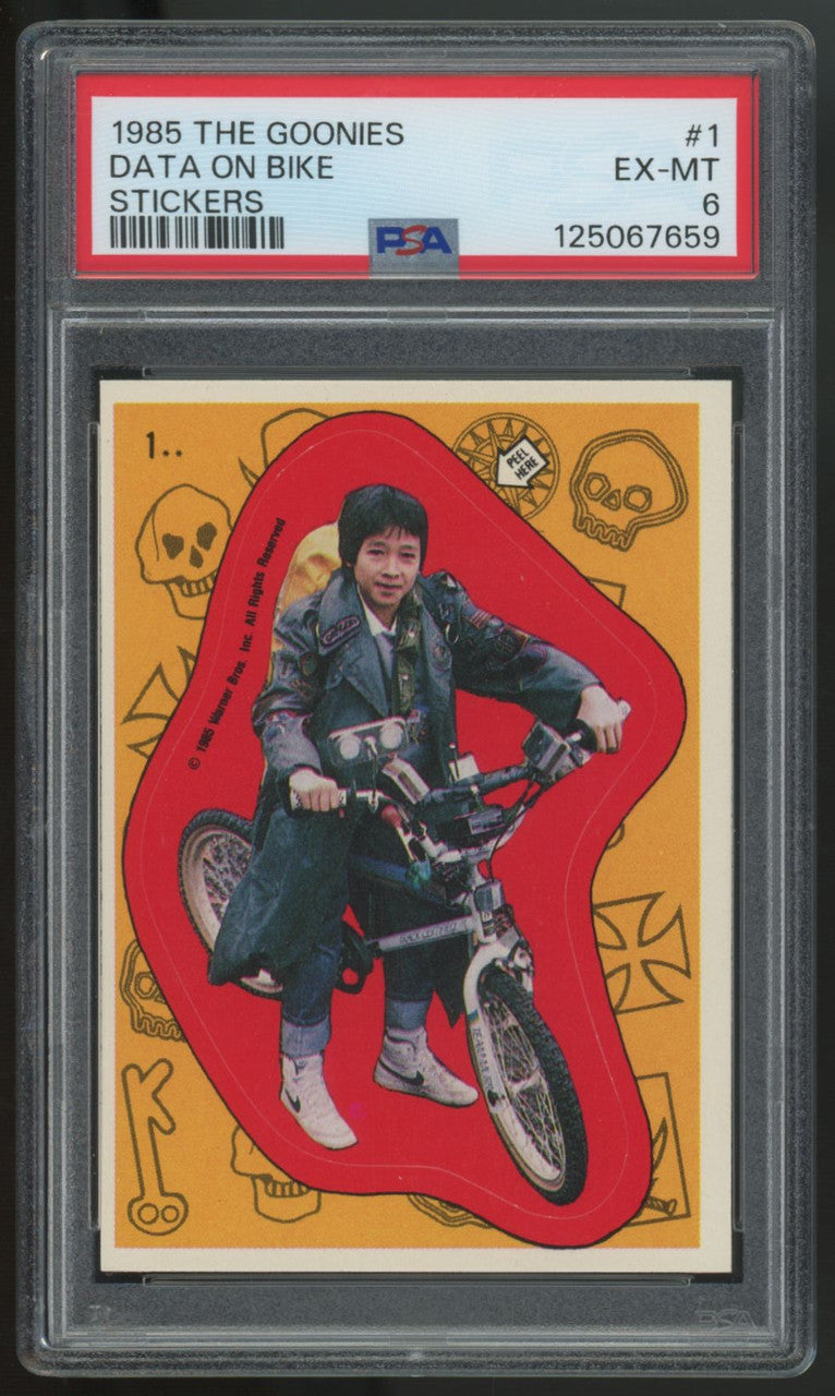 1985 The Goonies Data On Bike Stickers #1 PSA 6