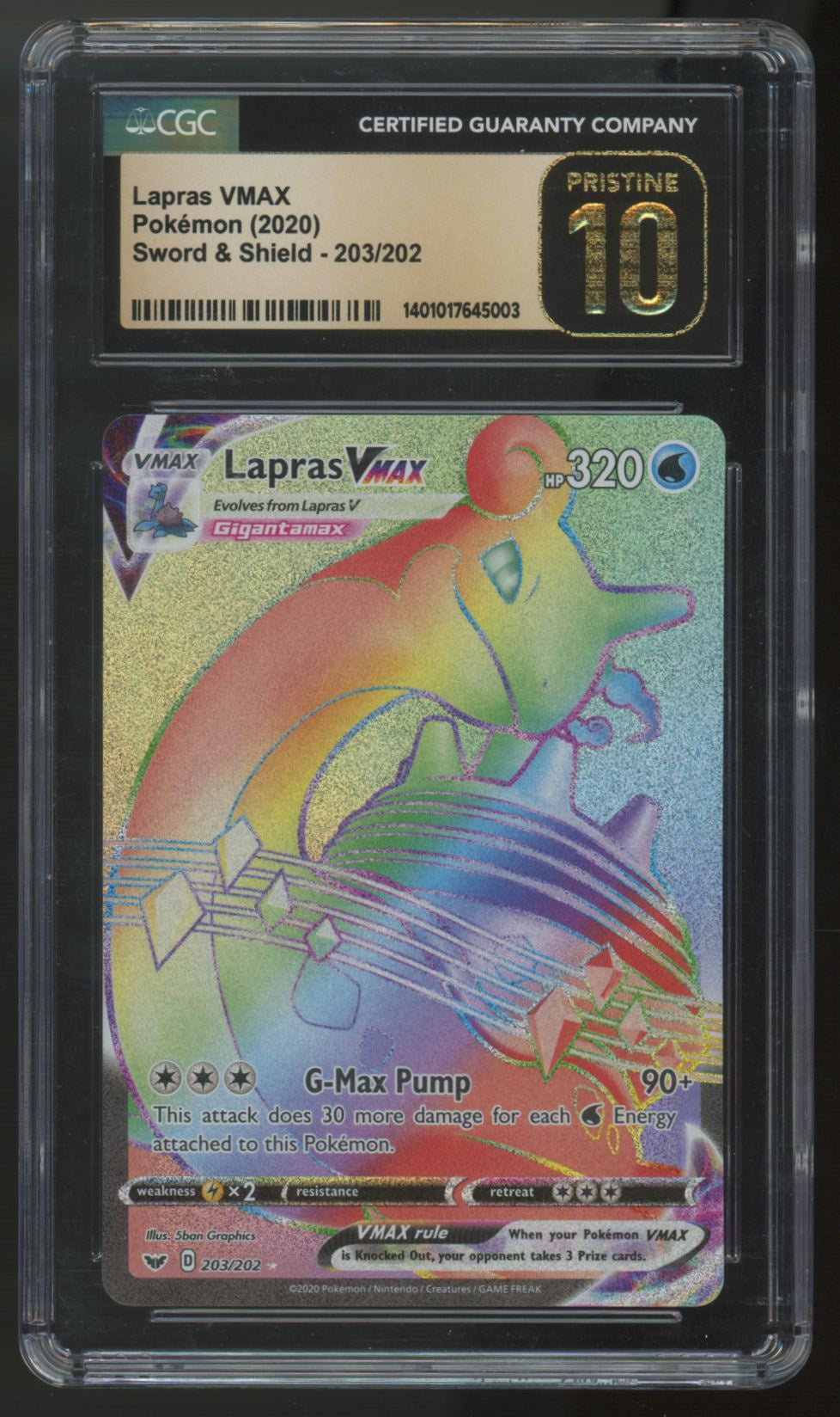 2020 Lapras VMAX Sword and Shield Secret #203 CGC Pristine 10