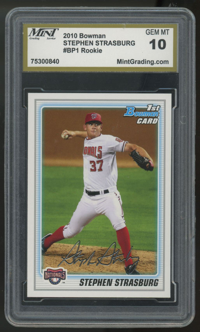 2010 Bowman Stephen Strasburg RC 1st #BP1 MGS 10