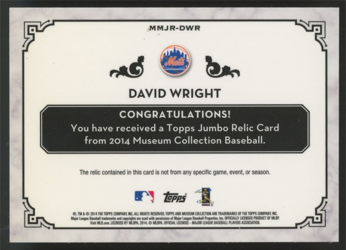 2014 Museum Collection David Wright Copper Momentous Jumbo Patch /10 #MMJR-DWR
