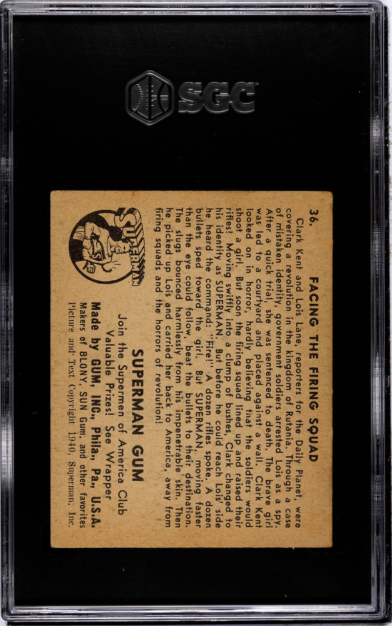 1940 Gum Inc Superman Facing The Firing Squad #36 SGC 4.5