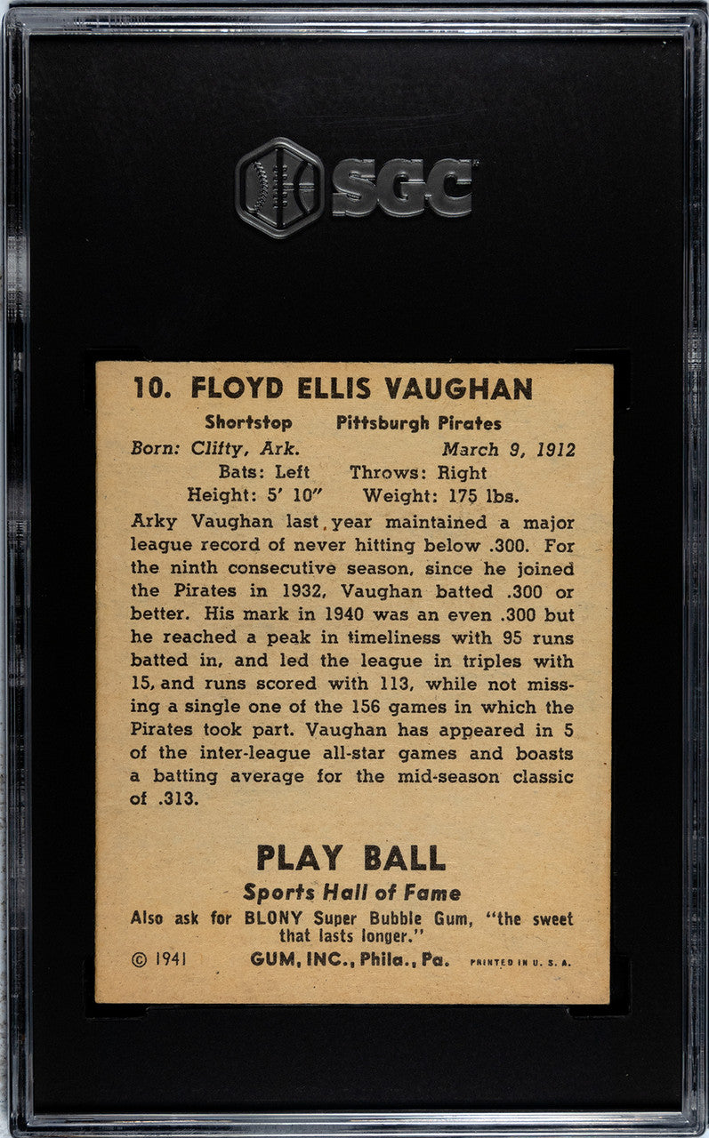 1941 Play Ball Arky Vaughan #10 SGC 4