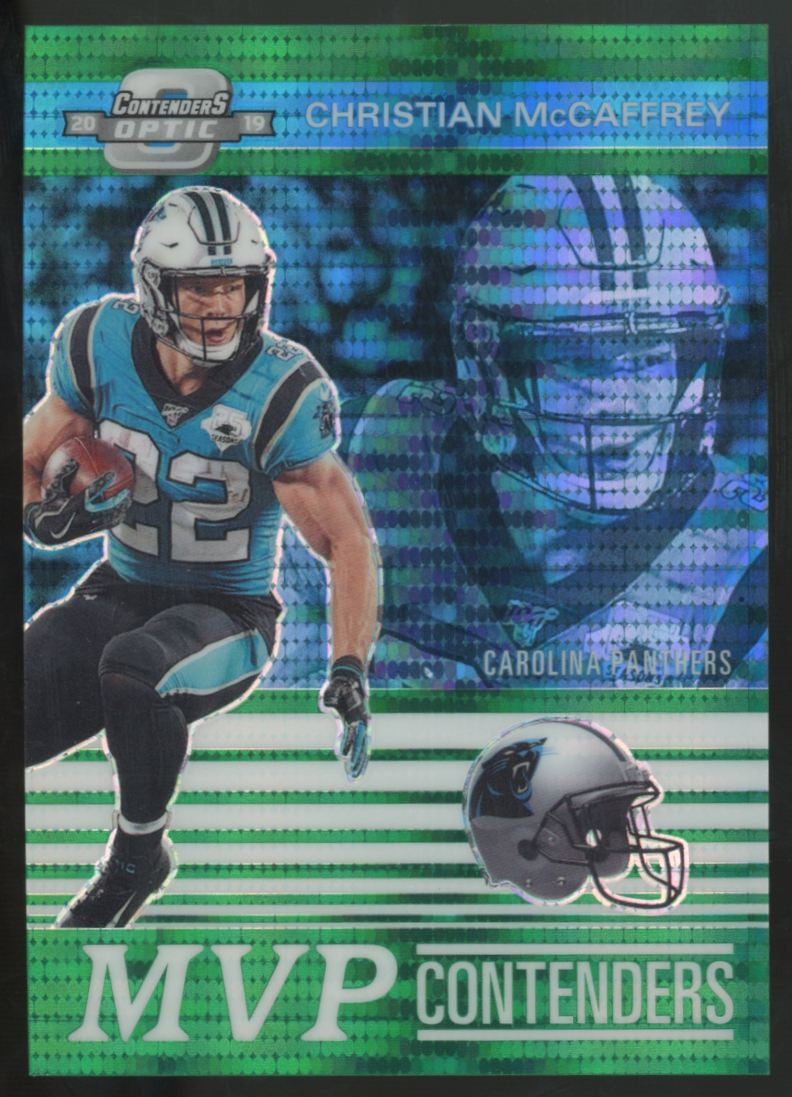 2019 Panini Contenders Optic Christian McCaffrey Green Pulsar MVP /27 #MVP-CM
