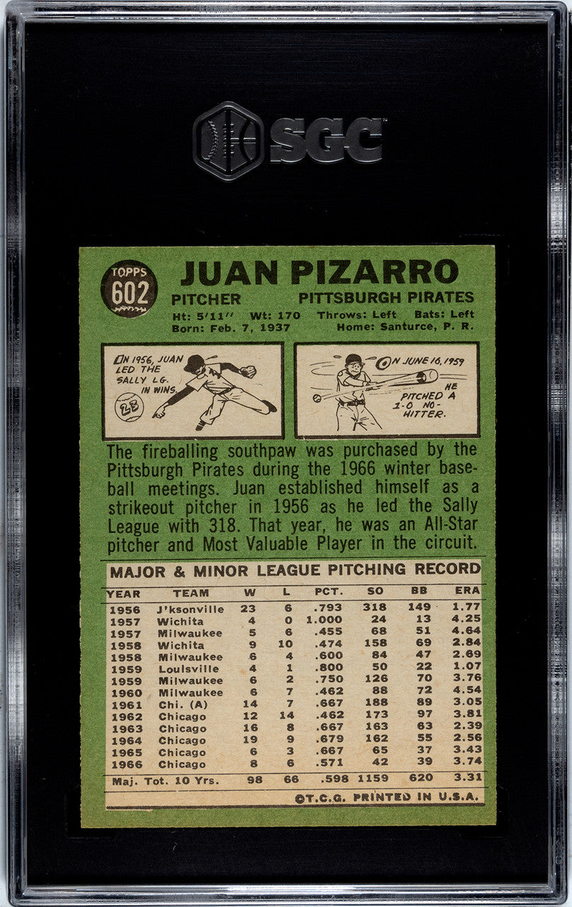 1967 Topps Juan Pizarro #602 SGC 8.5