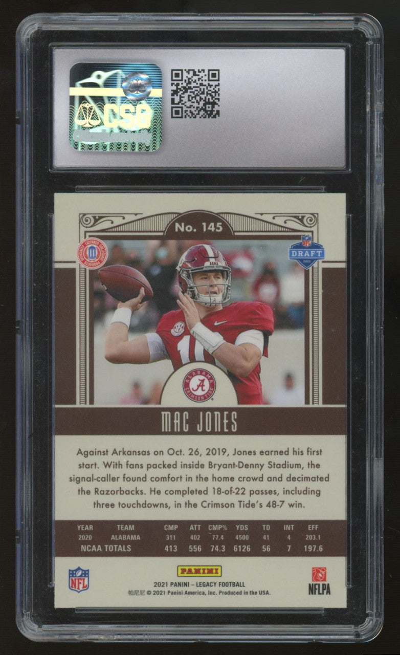 2021 Panini Legacy Mac Jones RC #145 CSG 9.5