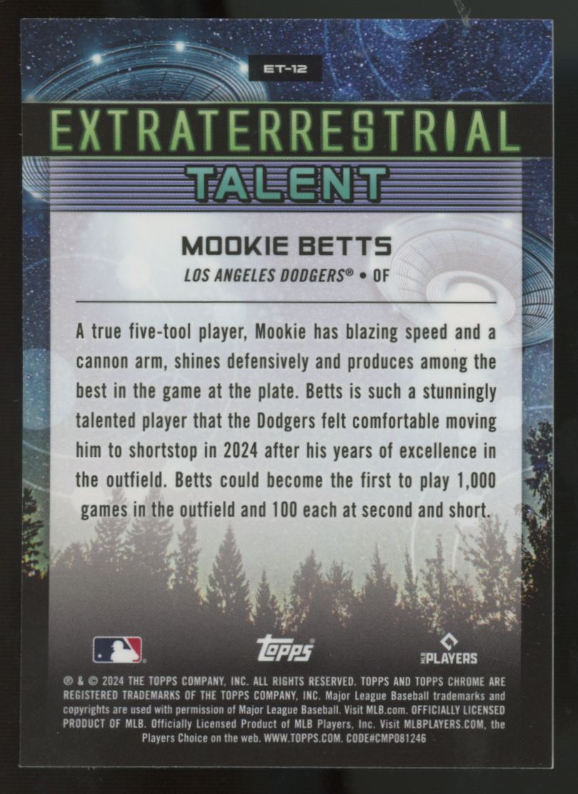2024 Topps Chrome Cosmic Mookie Betts Extraterrestrial Orange Galactic /25