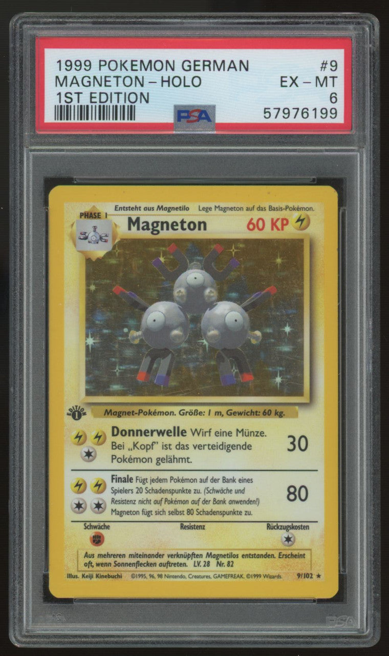 1999 Pokemon Magneton Base Set 1st Edition German Holo #9 PSA 6