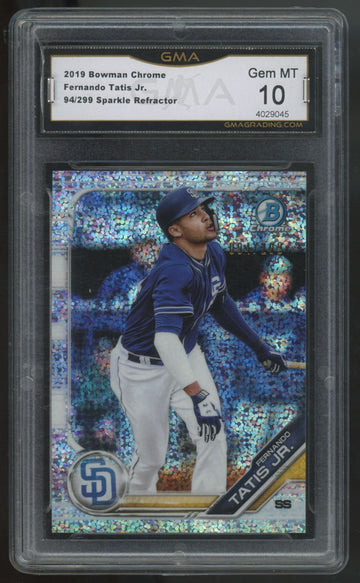 2019 Bowman Chrome Fernando Tatis Jr. RC Sparkle Refractor /299 #BCP-25 GMA 10