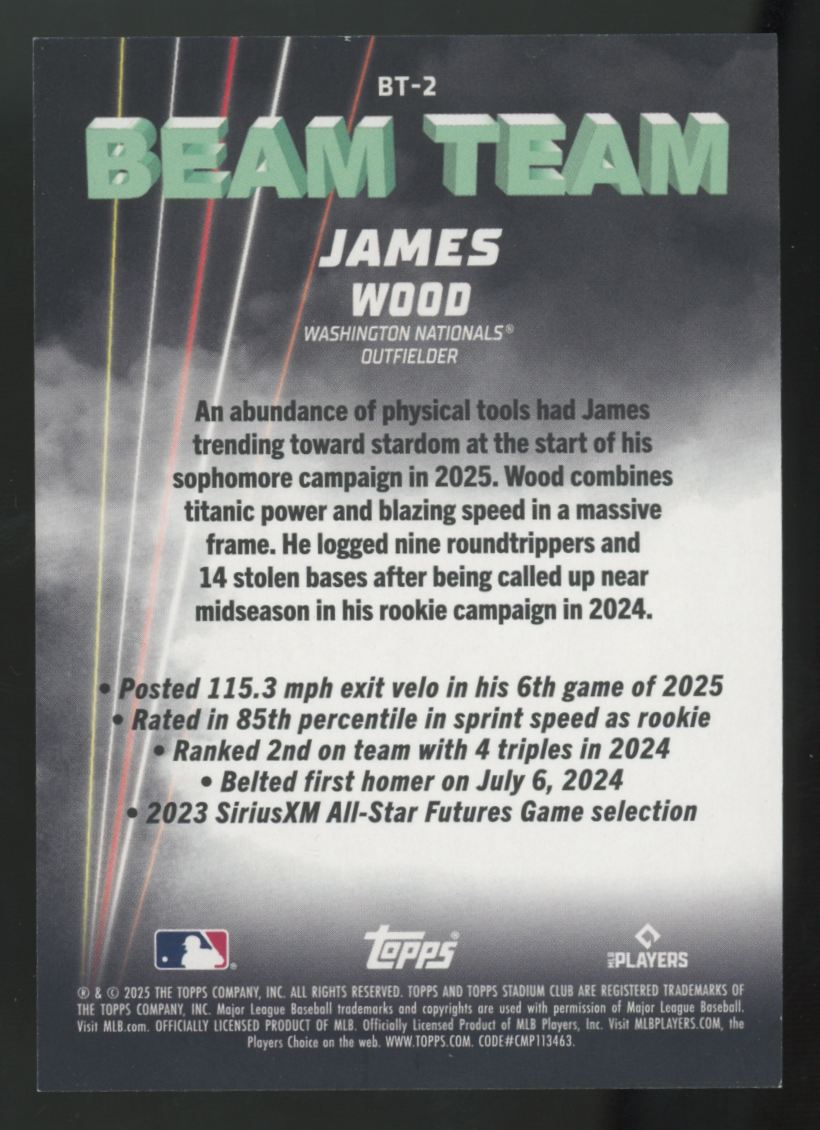 2025 Topps Stadium Club James Wood RC Beam Team SSP #BT-2