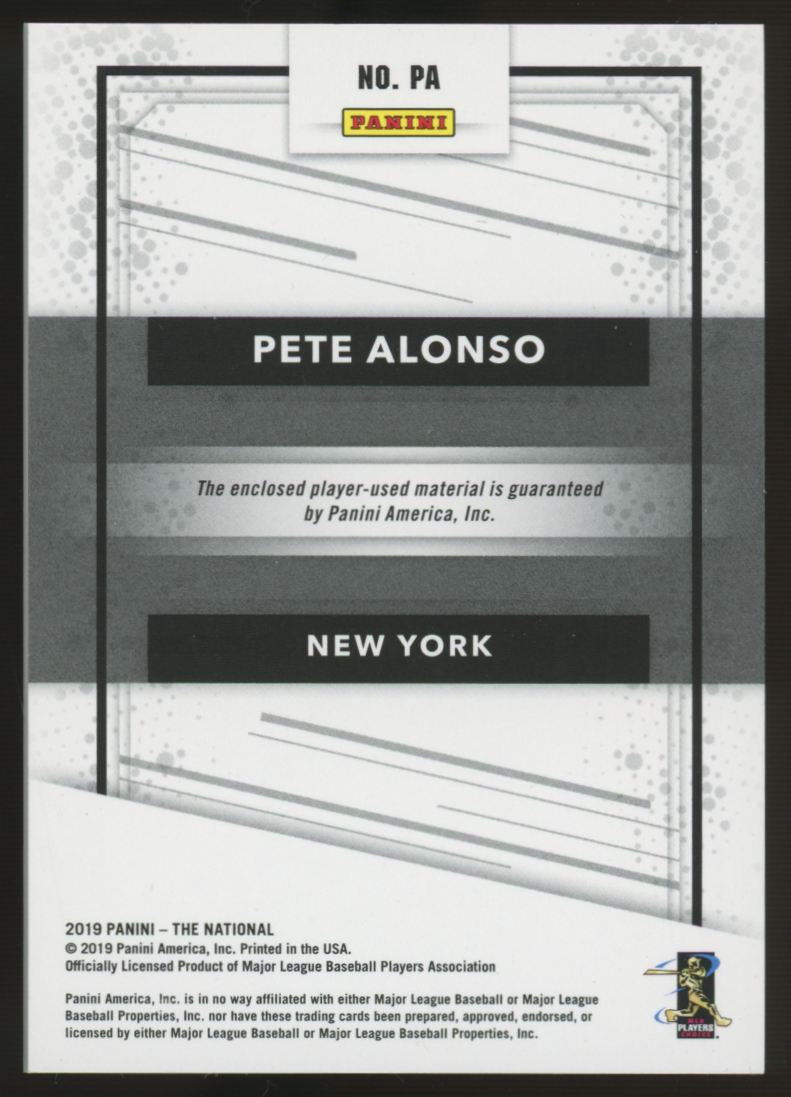 2019 Panini The National Pete Alonso RC Patch Rookie Memorabilia Red /50 #PA