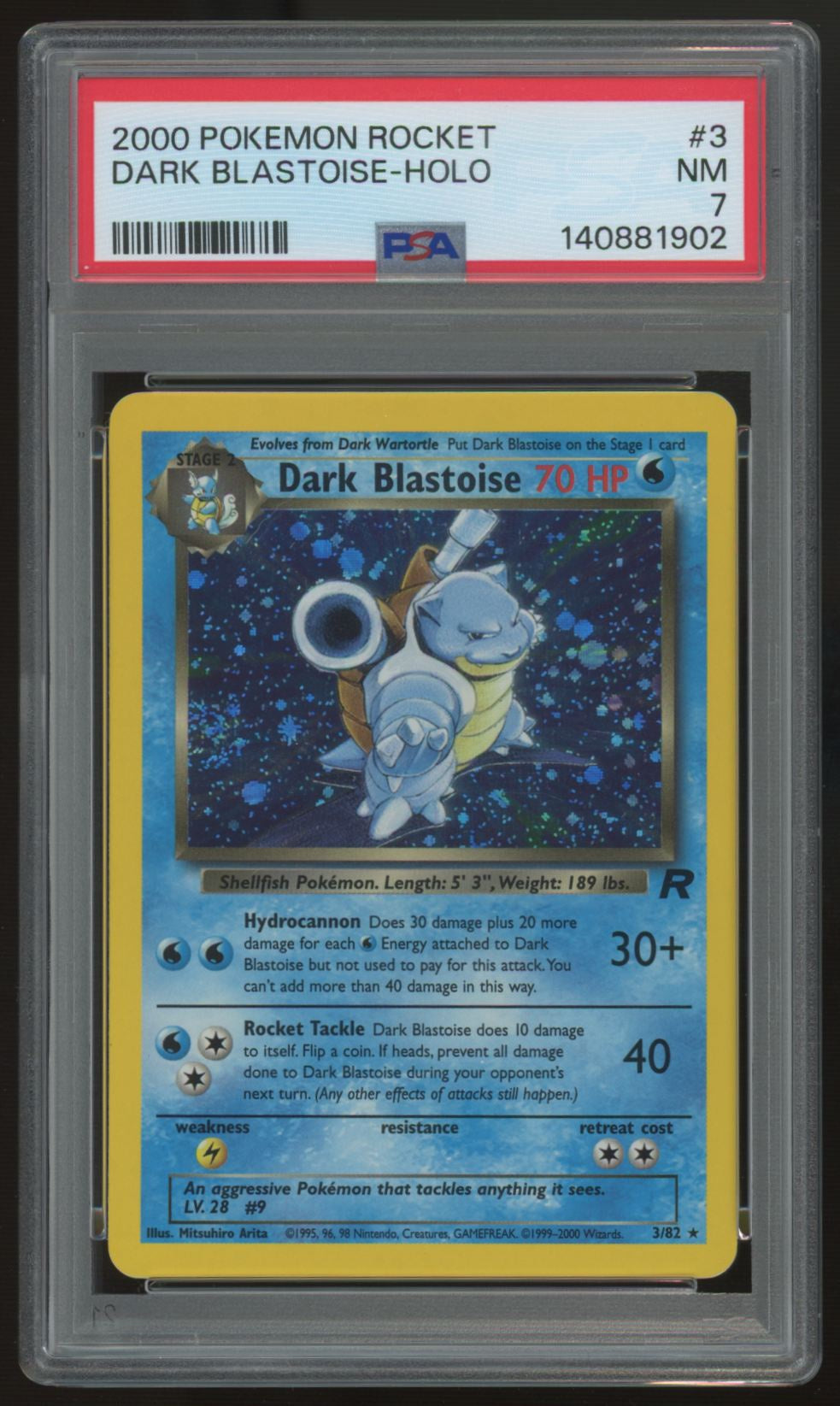 2000 Pokemon Blastoise Team Rocket Holo #3 PSA 7
