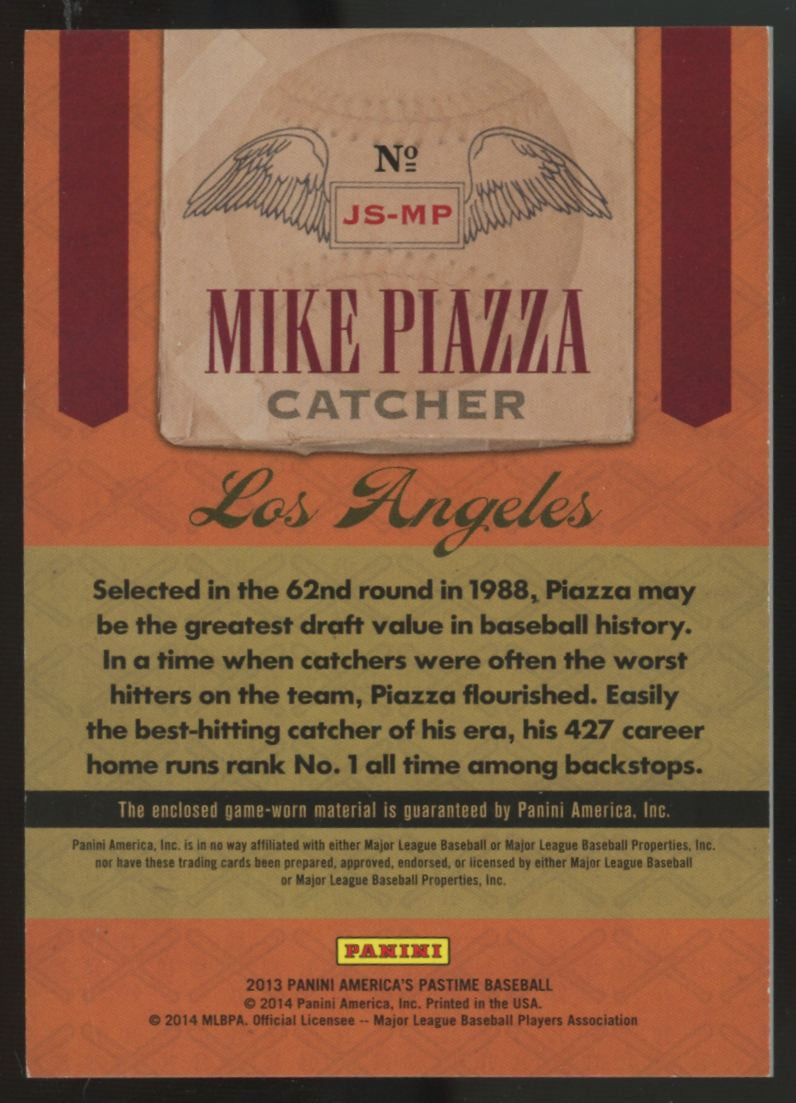 2013 Panini America's Pastime Mike Piazza Jumbo Patch /25 #JS-MP