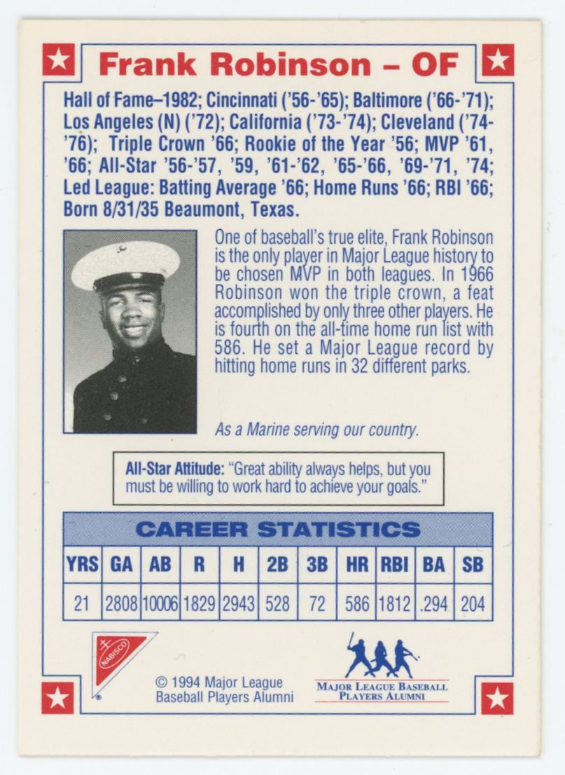 1994 Nabisco All-Star Legends Frank Robinson Auto With COA