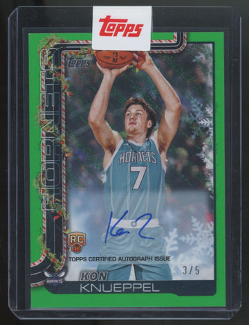 2025-26 Topps Holiday Kon Knueppel RC Green Glitter Auto /5 #BCA-KO