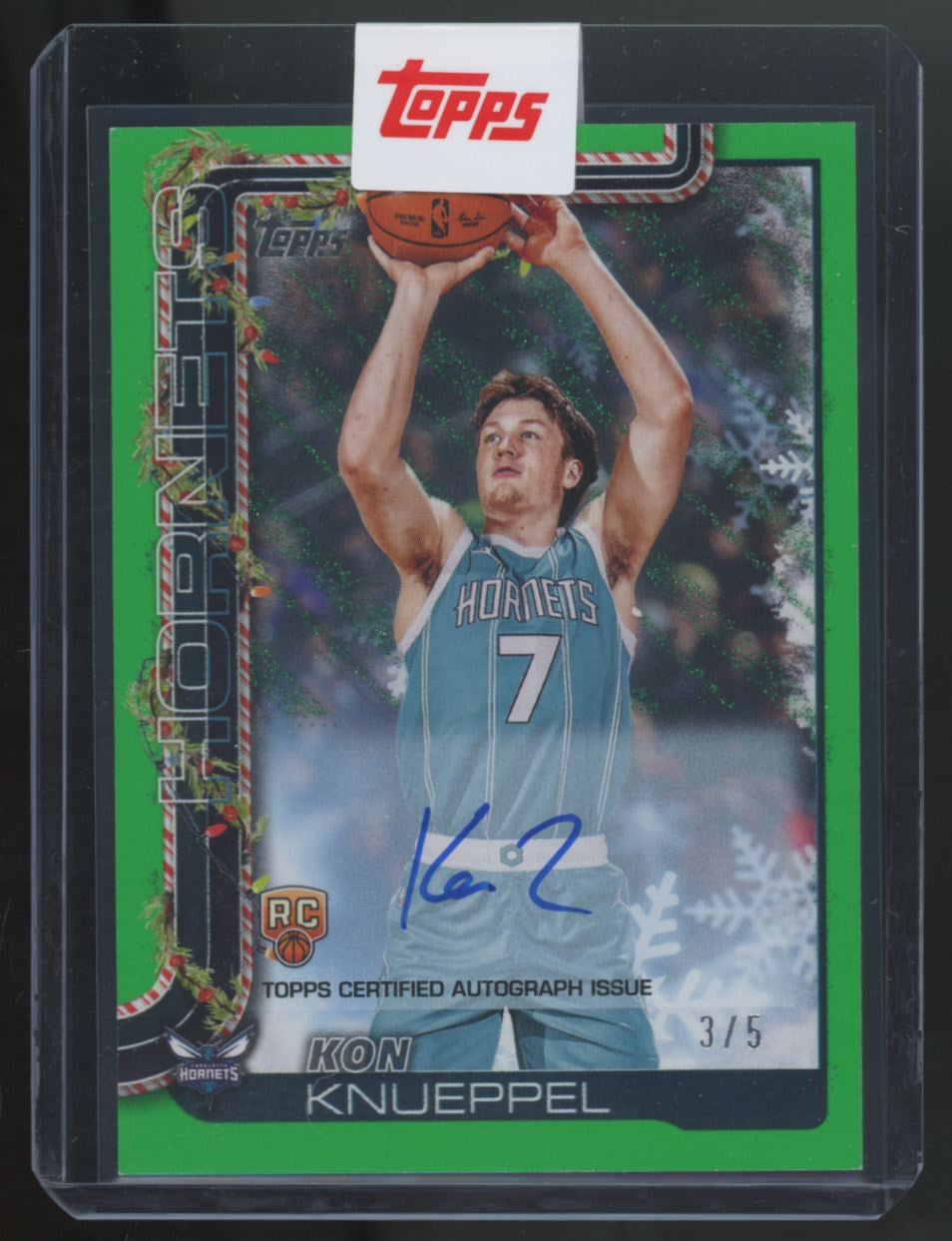 2025-26 Topps Holiday Kon Knueppel RC Green Glitter Auto /5 #BCA-KO