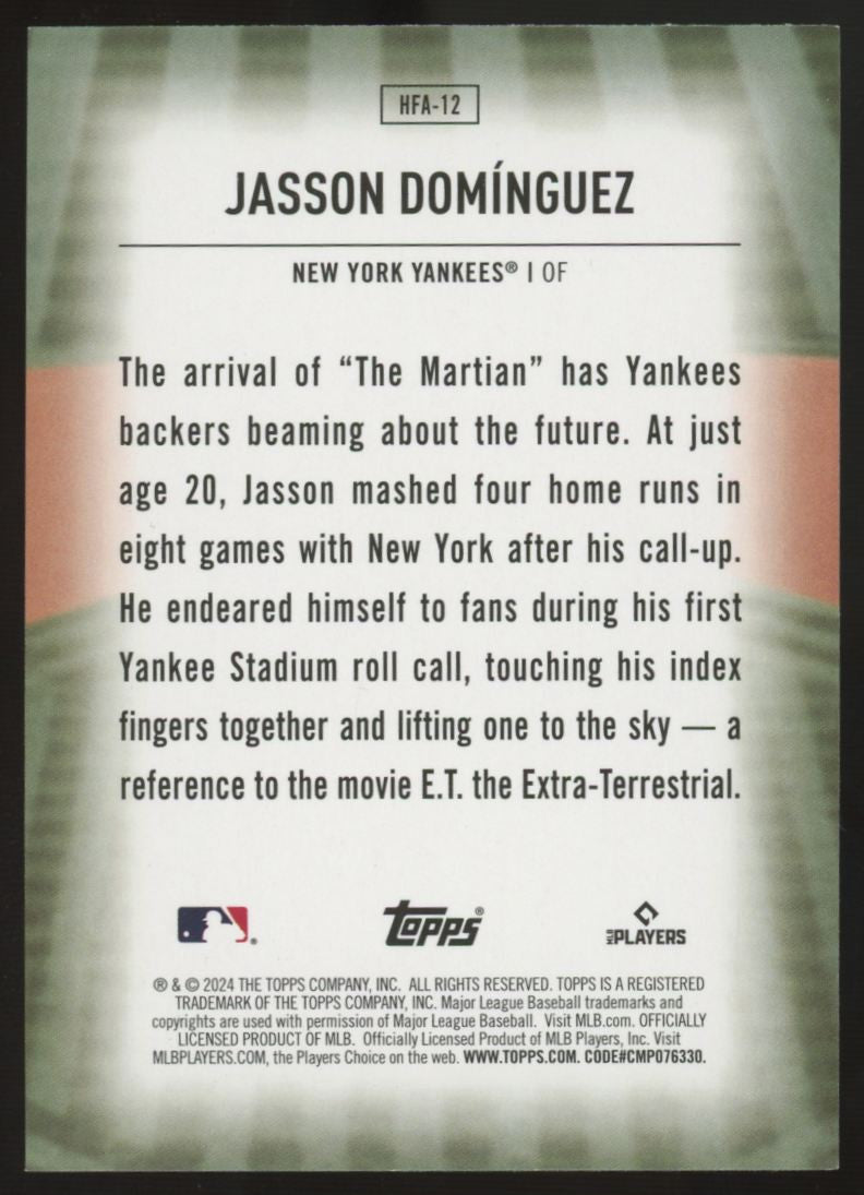 2024 Topps Series Two Jasson Dominguez RC Home Field Advantage #HFA-12 *Surface*