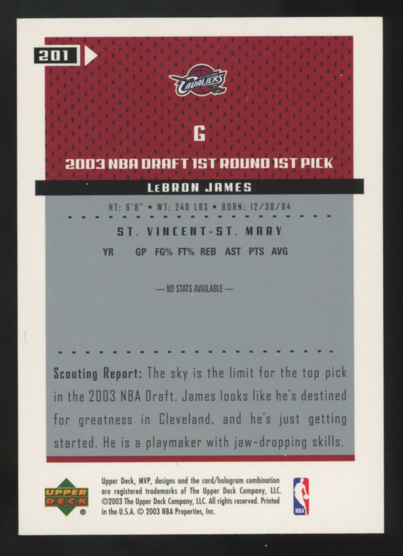 2003-04 Upper Deck MVP LeBron James RC #201