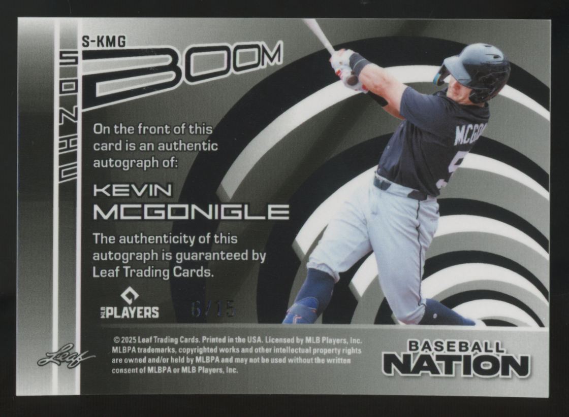2025 Leaf Baseball Nation Kevin McGonigle Black Sonic Boom Auto /15 #S-KMG