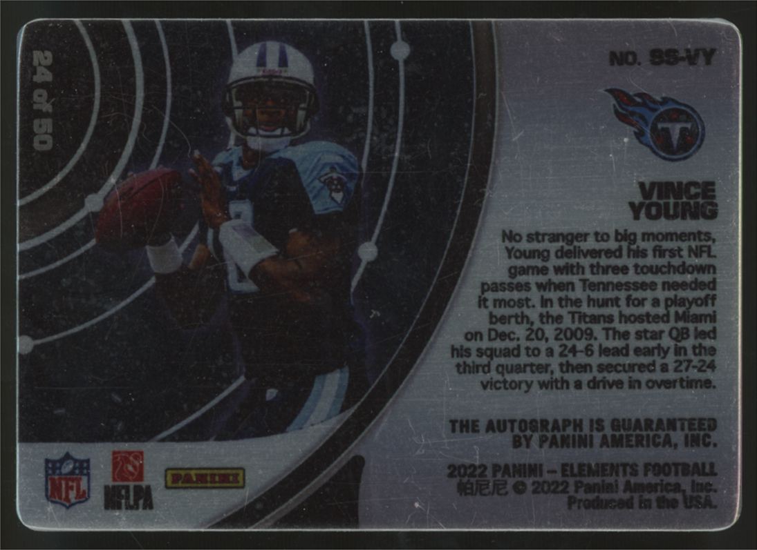 2022 Panini Elements Vince Young Steel Signatures Auto /50 #SS-VY