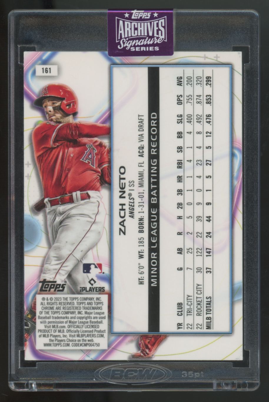 2025 Topps Archive Signature Series Zach Neto RC Auto #161