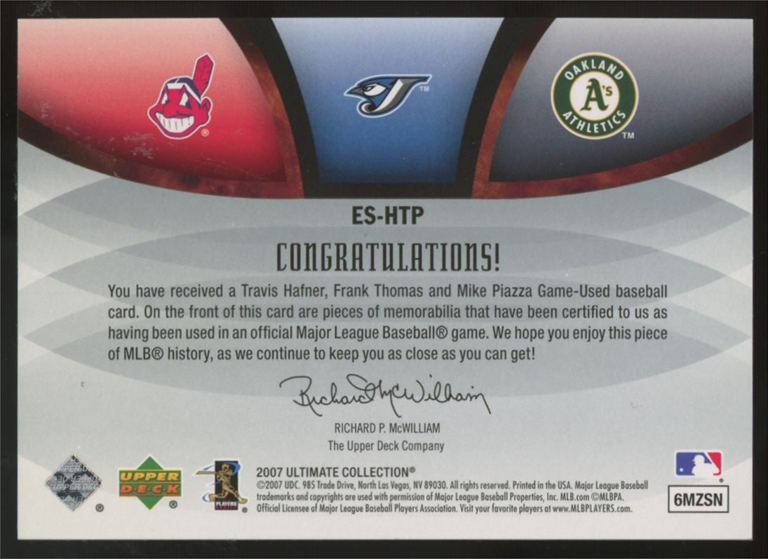 2007 Ultimate Collection Hafner/Thomas/Piazza Ensemble Swatches Triple Patch /50