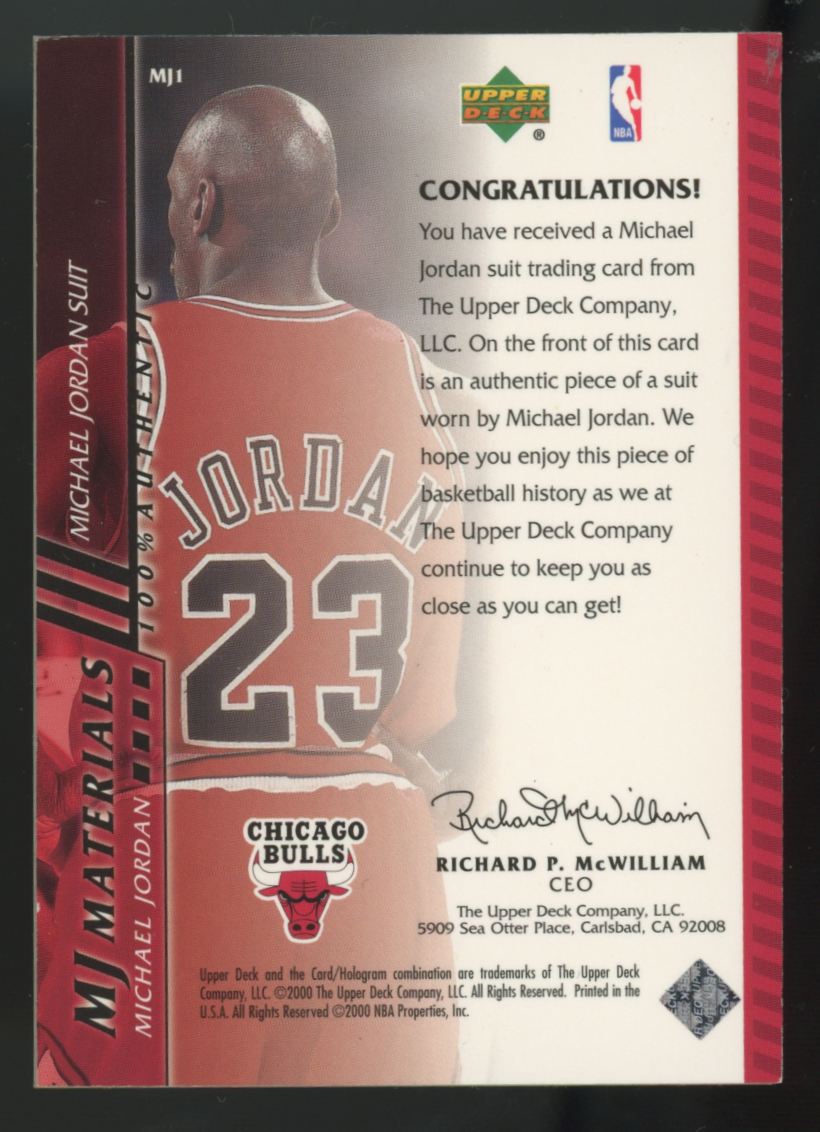 2000-01 Upper Deck Michael Jordan Suit Materials Patch #MJ1