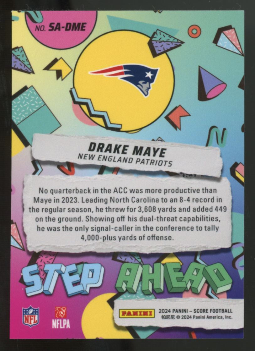 2024 Panini Score Drake Maye RC Step Ahead SSP #SA-DME