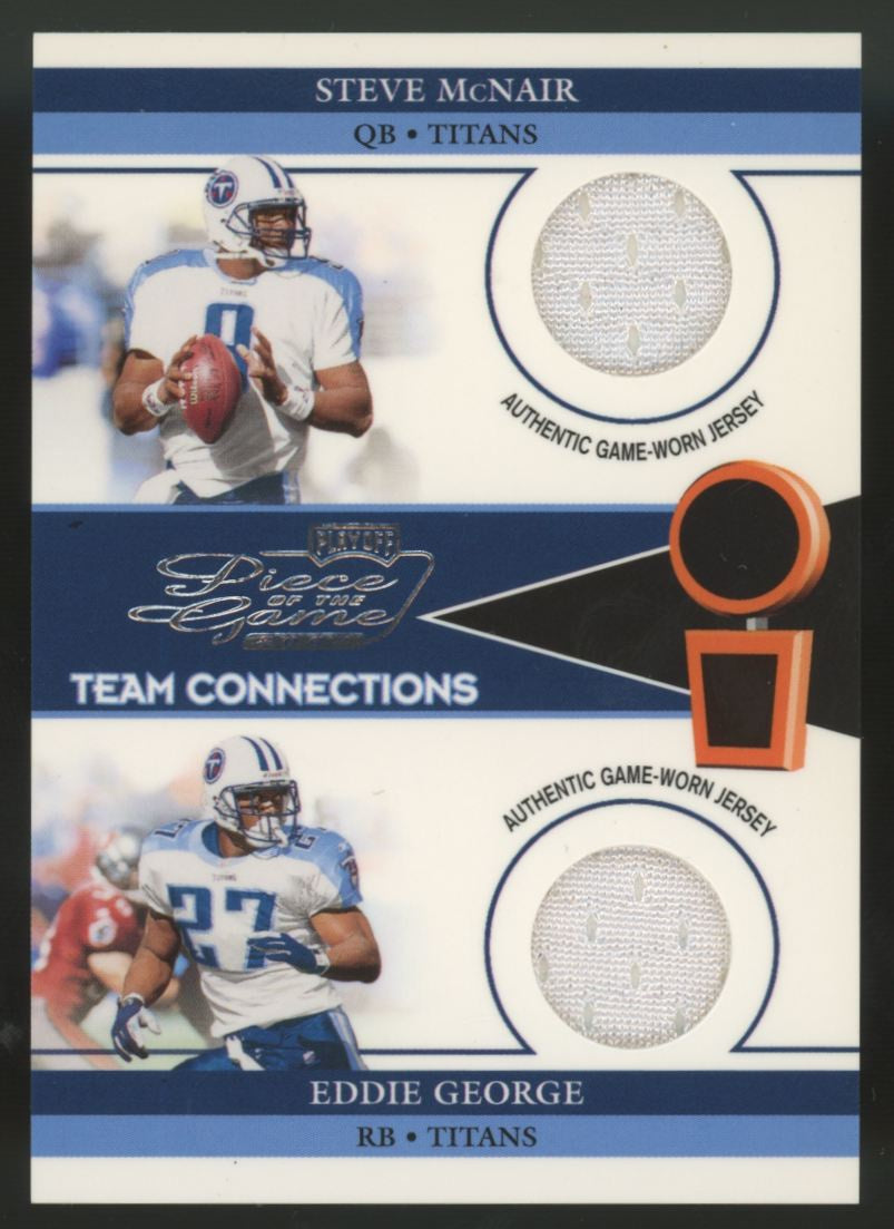 2002 Playoff Piece Of The Game Steve McNair, Eddie George Connections Patch /500