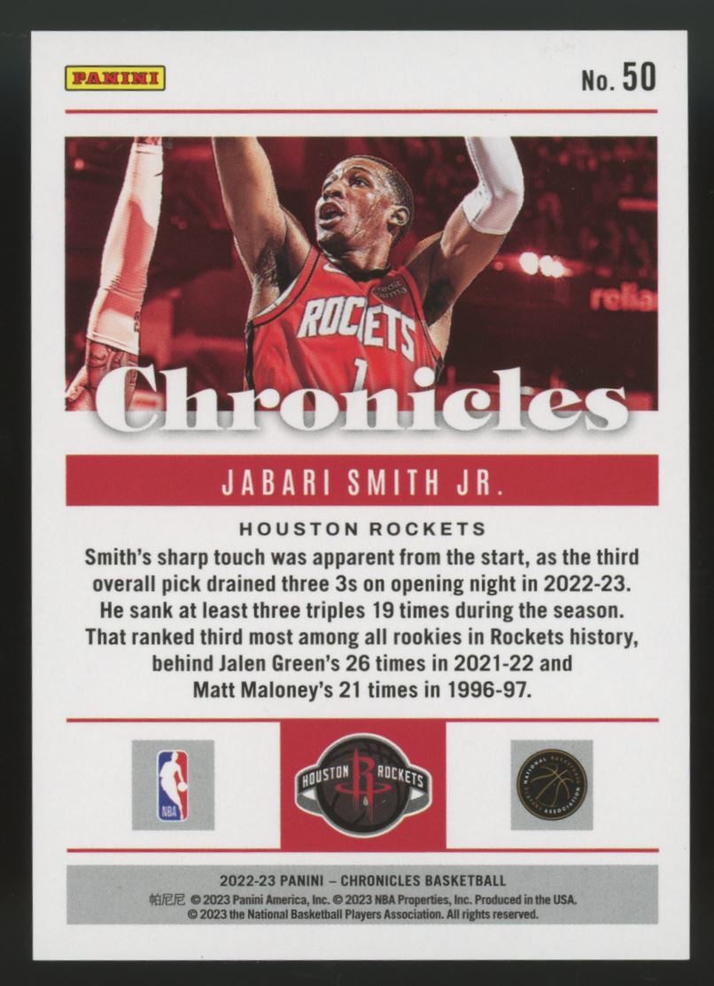 2022-23 Chronicles Jabari Smith Jr. RC Asia Red /48 #50