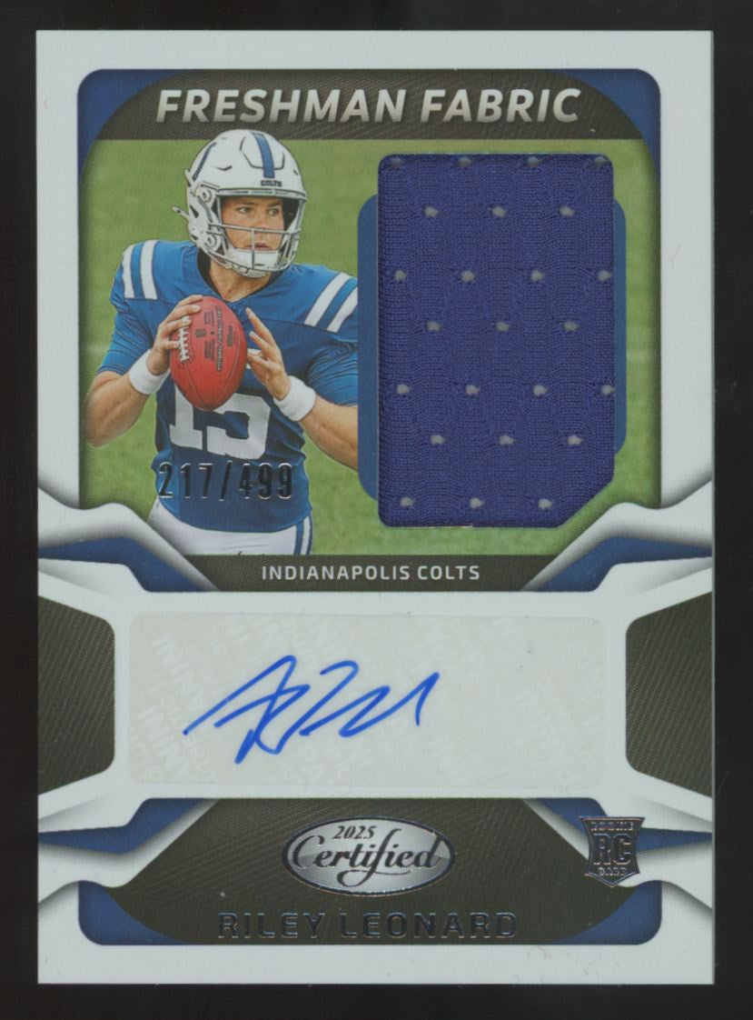 2025 Panini Certified Riley Leonard RC Freshman Mirror Patch Auto RPA /499