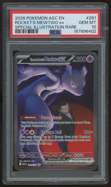 2026 Pokemon Team Rocket's Mewtwo Ascended Heroes SIR #281 PSA 10