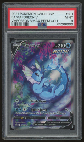 2021 Pokemon Vaporeon V Premium Collection Promo #181 PSA 9