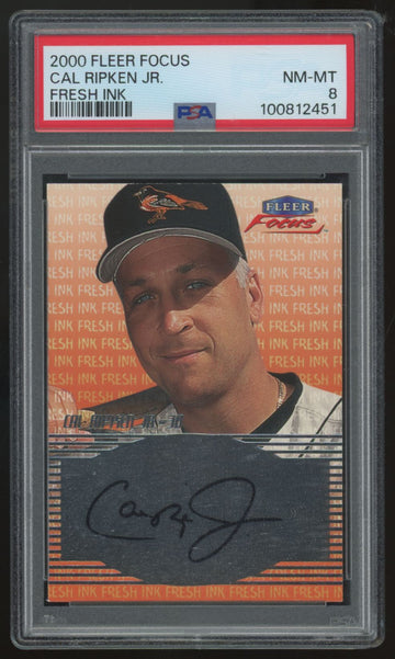 2000 Fleer Focus Cal Ripken Jr. Fresh Ink Auto PSA 8
