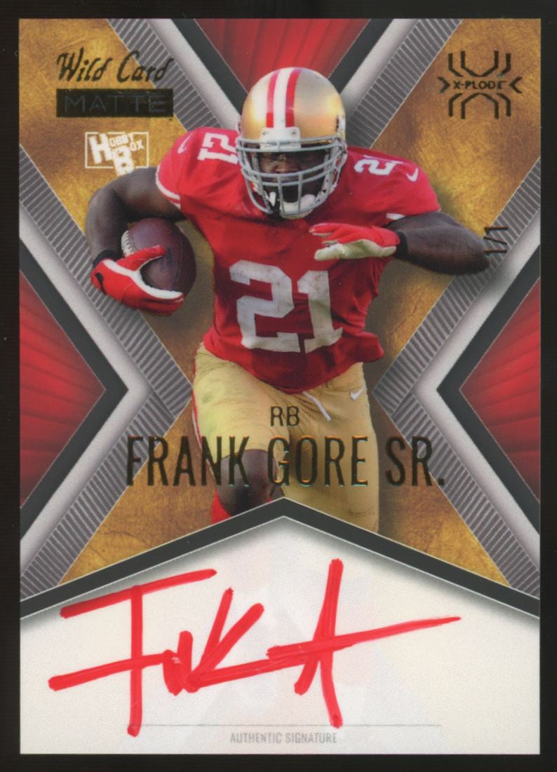 2023 Wild Card Matte Frank Gore Sr. Gold X-Plode 1/1 Auto #MXPA-FG