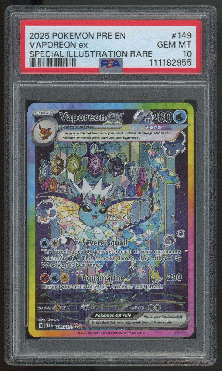 2025 Pokemon Vaporeon ex PRE EN Special Illustration Rare #149 PSA 10