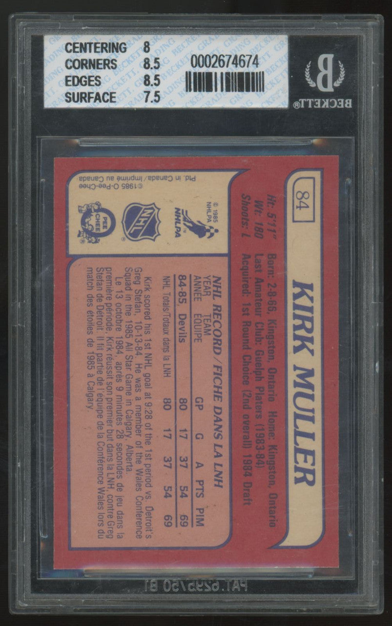1985-86 O-Pee-Chee Kirk Muller RC #84 BGS 8