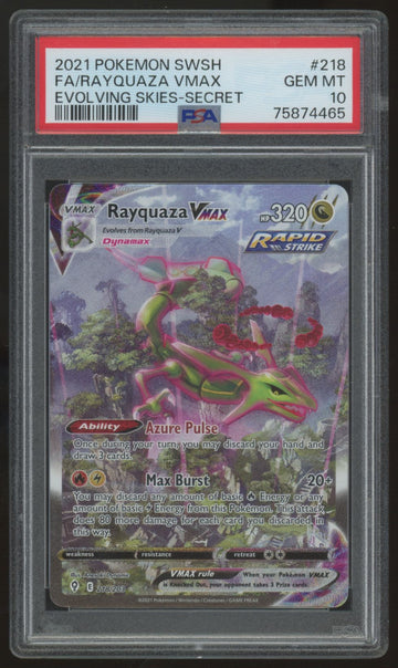 2021 Pokemon Rayquaza VMax Evolving Skies Secret Rare #218 PSA 10 *READ*