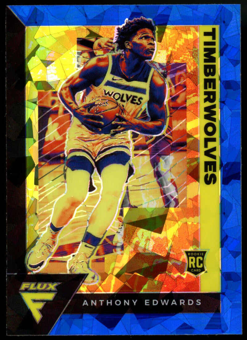 2020-21 Panini Flux Anthony Edwards Blue Cracked Ice Prizm RC #202