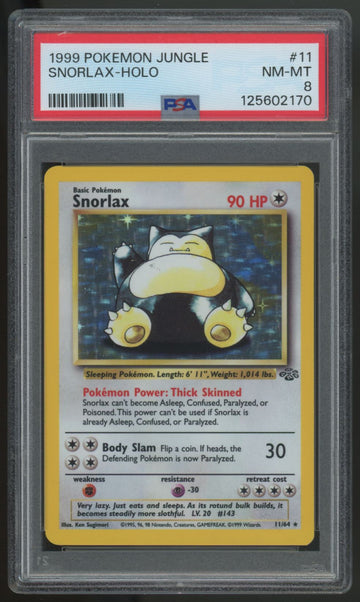 1999 Pokemon Snorlax Jungle Unlimited Holo #11 PSA 8