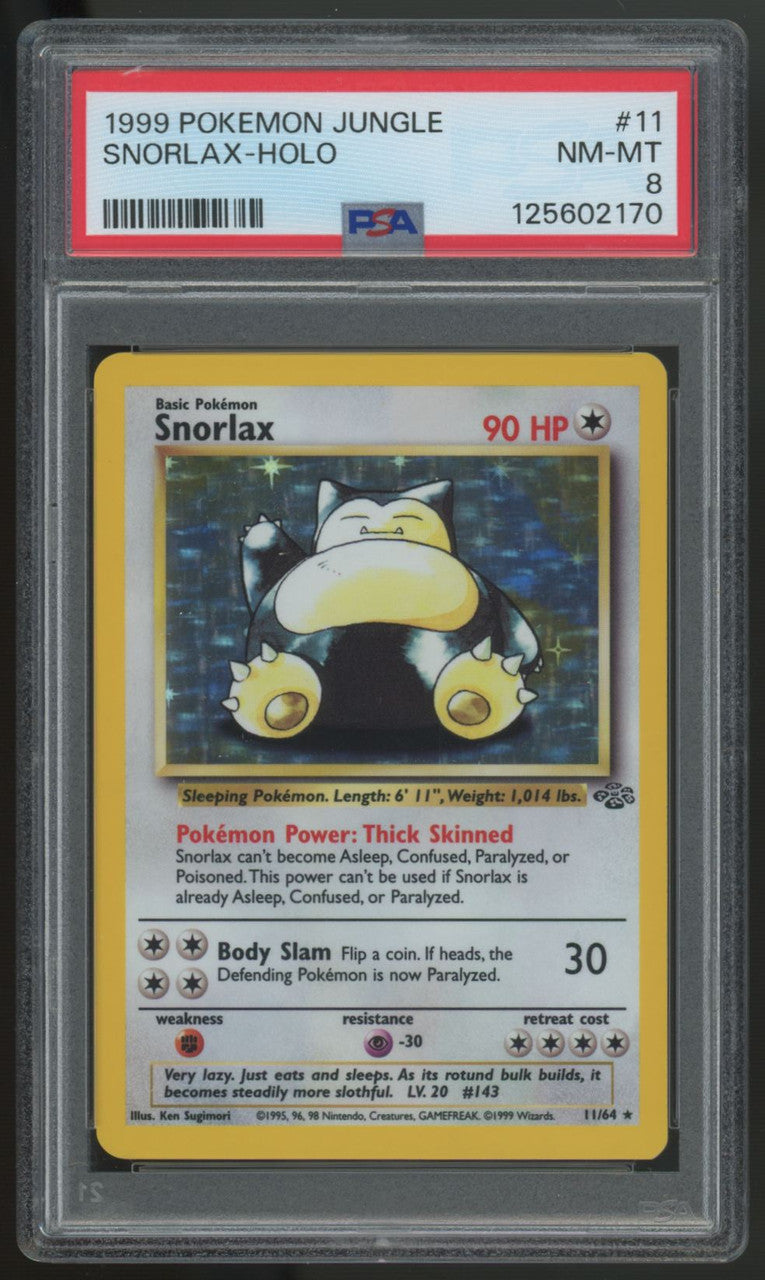 1999 Pokemon Snorlax Jungle Unlimited Holo #11 PSA 8
