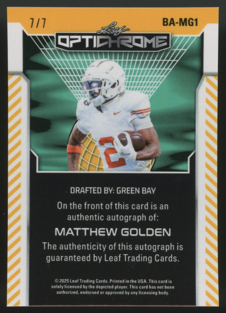 2025 Leaf Optichrome Matthew Golden RC Cracked Ice Auto /7 #BA-MG1