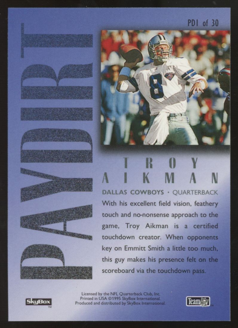 1995 Skybox Troy Aikman Paydirt Green #PD1