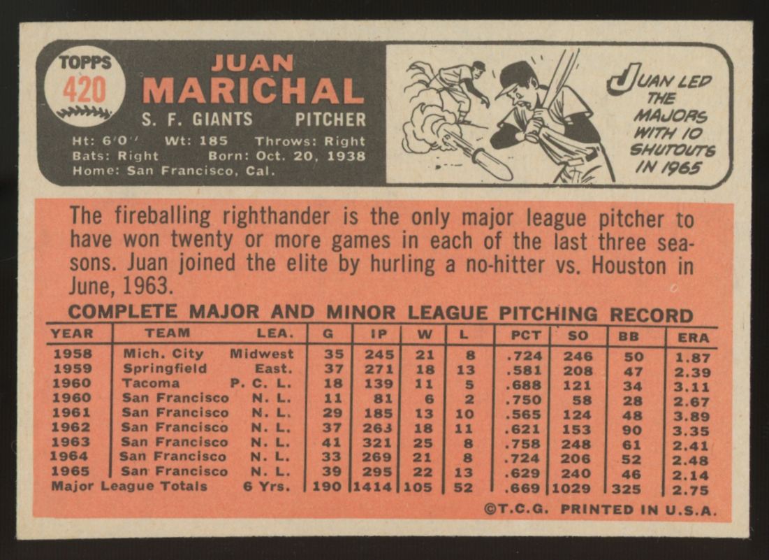 1966 Topps Juan Marichal #420 NM