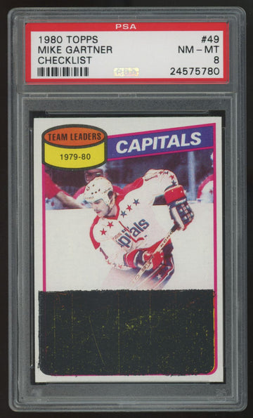 1980-81 Topps Mike Gartner Checklist #49 PSA 8