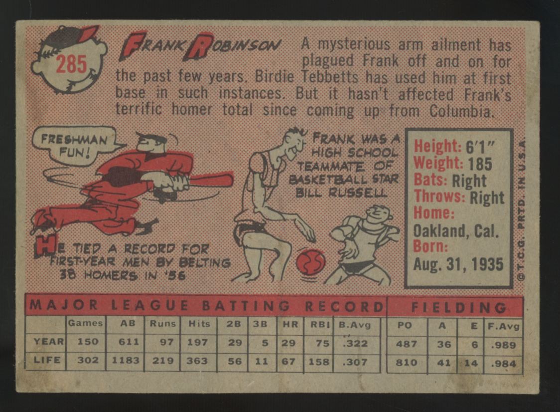 1958 Topps Frank Robinson #285 VG