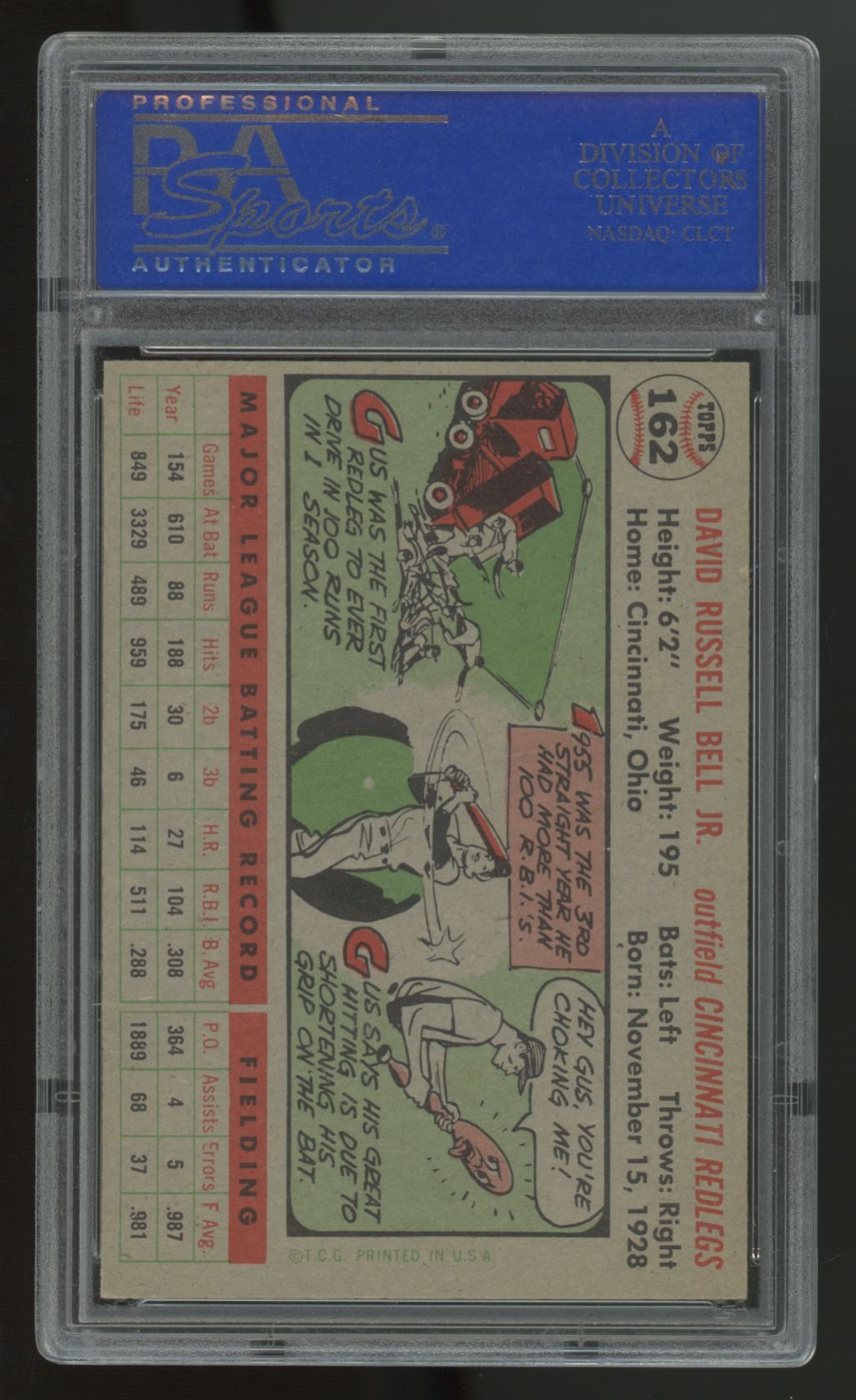 1956 Topps Gus Bell #162 PSA 8