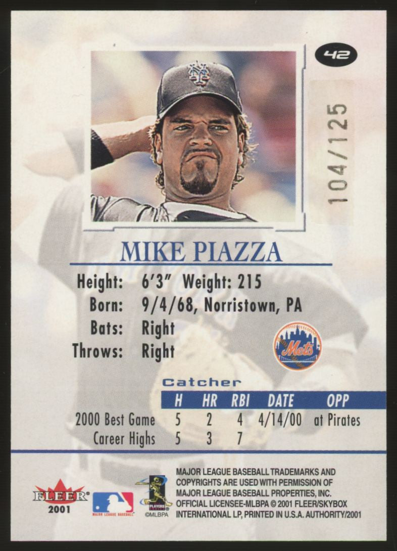 2001 Fleer Baseball Mike Piazza Prominence /125 #42