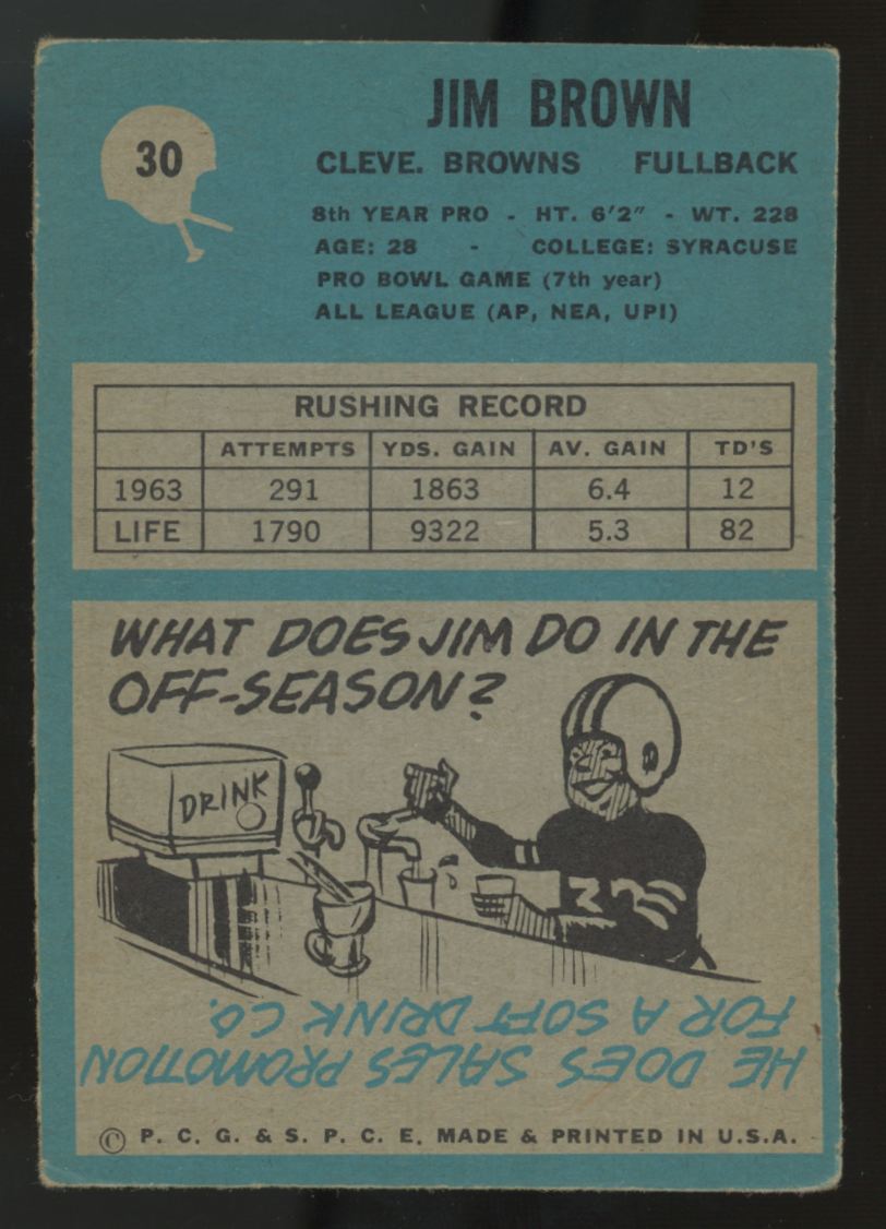 1964 Philadelphia Jim Brown #30 VG "A"