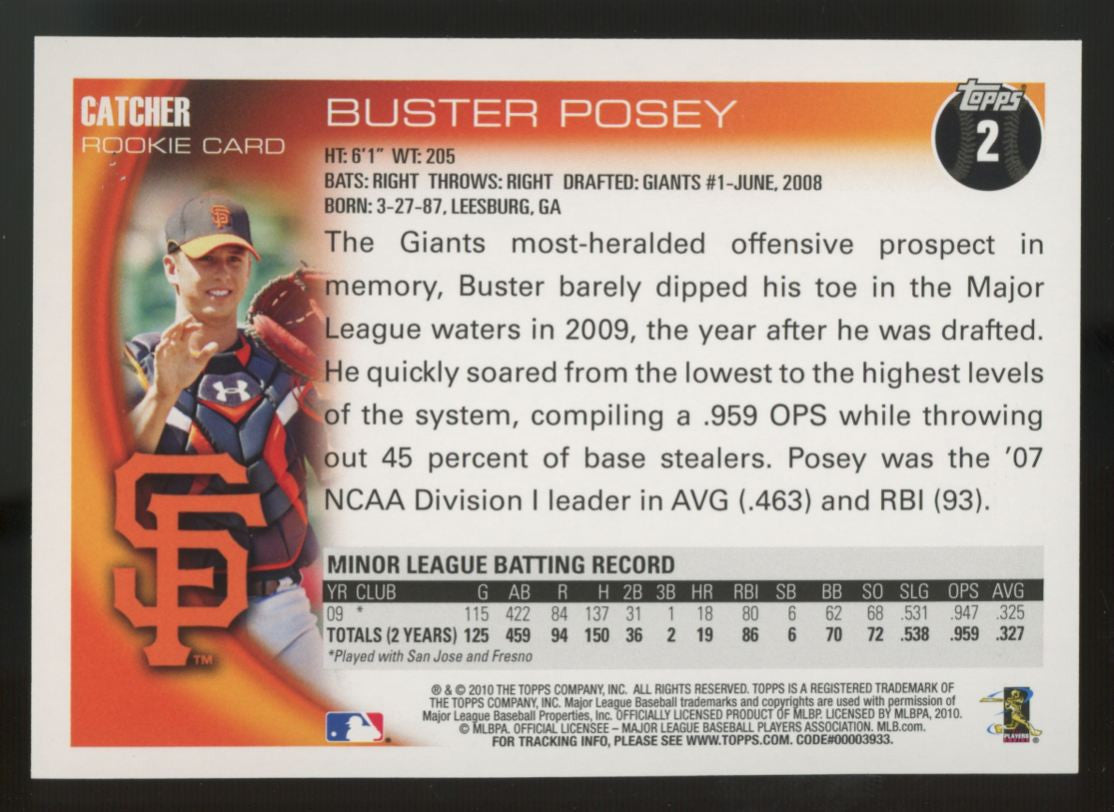 2010 Topps Baseball Complete Set (661) Posey Strasburg RC