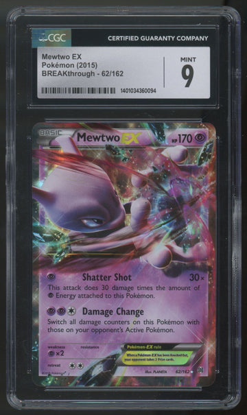 2015 Pokemon Mewtwo EX BREAKthrough Holo #62 CGC 9